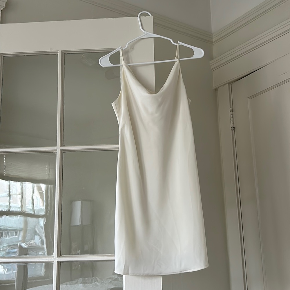 White Cowl Neck Dress